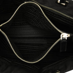 プラダ 三角ロゴプレート トートバッグ ショルダーバッグ ブラック ナイロン レザー レディース PRADA 【中古】