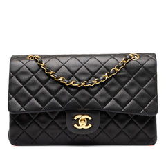 シャネル マトラッセ25 ココマーク ダブルフラップ ショルダーバッグ ブラック ゴールド金具 ラムスキン レディース CHANEL 中古