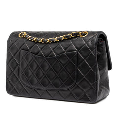 シャネル マトラッセ25 ココマーク ダブルフラップ ショルダーバッグ ブラック ゴールド金具 ラムスキン レディース CHANEL 中古