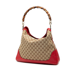 グッチ GGキャンバス バンブー ハンドバッグ ショルダーバッグ 2WAY 282315 レッド ブラウン キャンバス レザー レディース GUCCI 【中古】