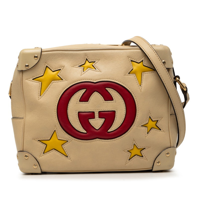 グッチ GGロゴ 斜め掛け ショルダーバッグ 626363 ベージュ系 レッド レザー レディース GUCCI 【中古】