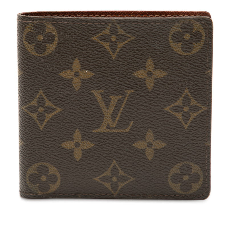 ルイ ヴィトン モノグラム ポルトフォイユ マルコ 二つ折り財布 M61675 ブラウン PVC レザー レディース LOUIS VUITTON 【中古】