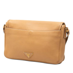 プラダ 三角ロゴプレート 斜め掛け ショルダーバッグ ベージュ系 レザー レディース PRADA 【中古】