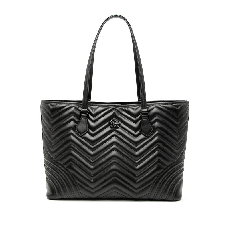 グッチ GGマーモント キルティング トートバッグ ショルダーバッグ 739684 ブラック レザー レディース GUCCI 【中古】