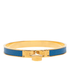 エルメス ケリーバングル カデナ モチーフ バングル ゴールド ブルー メッキ レザー レディース HERMES 【中古】