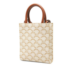 セリーヌ トリオンフ ミニ バーティカル カバ ハンドバッグ ショルダーバッグ 2WAY ホワイト ブラウン PVC レザー レディース CELINE 【中古】