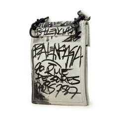 バレンシアガ グラフィティ エクスプローラー 斜めかけ ショルダーバッグ ホワイト ブラック レザー レディース BALENCIAGA 中古