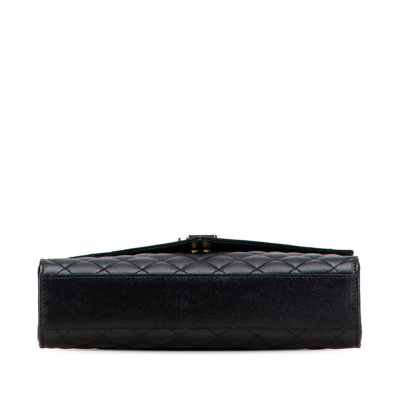 サンローラン エンヴェロープ チェーンショルダーバッグ ハンドバッグ ブラック ゴールド レザー レディース SAINT LAURENT 【中古】