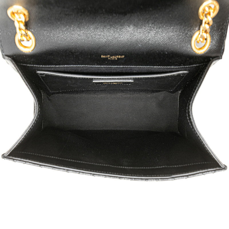 サンローラン エンヴェロープ チェーンショルダーバッグ ハンドバッグ ブラック ゴールド レザー レディース SAINT LAURENT 【中古】