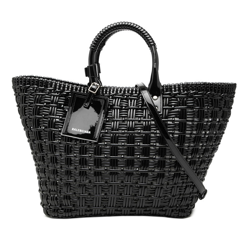 バレンシアガ ビストロS トートバッグ ショルダーバッグ 2WAY 671346 ブラック エナメル レディース BALENCIAGA 【中古】