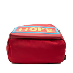フェンディ ボキャブラリー HOPE ホープ リュックサック バックパック 7VZ035 レッド ナイロン レザー レディース FENDI 中古