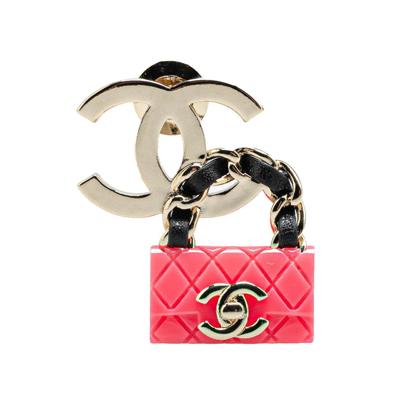 シャネル ココマーク マトラッセ バッグ モチーフ ブローチ シルバー ピンク メタル レディース CHANEL 【中古】