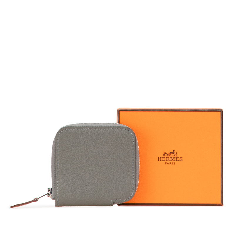 エルメス アザップ シルクイン コンパクト コインケース グリメイヤー グレー系 エバーカラー レディース HERMES 【中古】