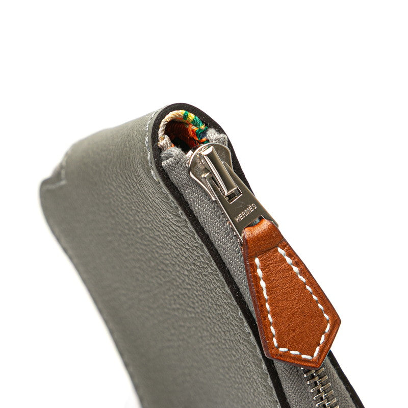 エルメス アザップ シルクイン コンパクト コインケース グリメイヤー グレー系 エバーカラー レディース HERMES 【中古】