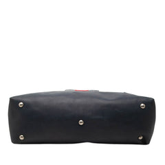 グッチ シェリーライン トートバッグ 281910 ネイビー アイボリー キャンバス レザー レディース GUCCI 【中古】