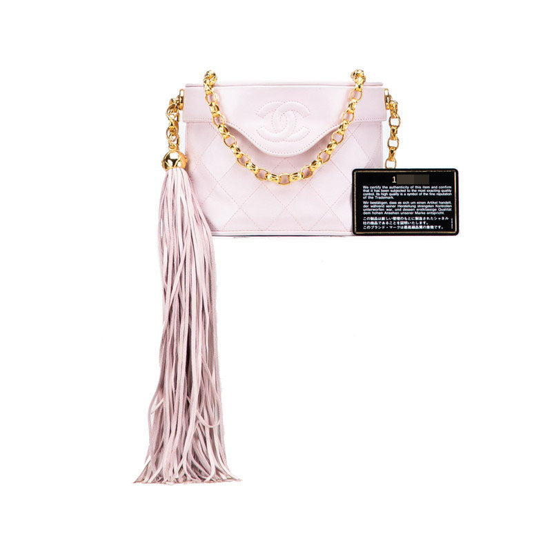 シャネル マトラッセ ココマーク フリンジ チェーン ショルダーバッグ ピンク ラムスキン レディース CHANEL 【中古】