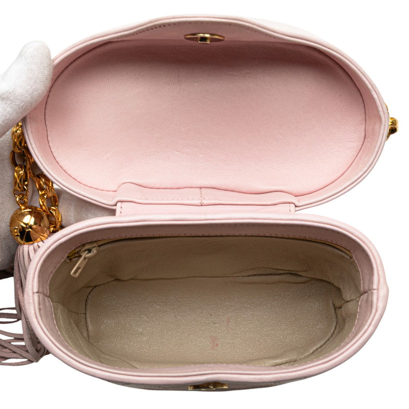 シャネル マトラッセ ココマーク フリンジ チェーン ショルダーバッグ ピンク ラムスキン レディース CHANEL 【中古】