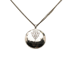 グッチ クレスト ラウンド コイン チェーン ペンダント ネックレス SV925 シルバー レディース GUCCI 【中古】