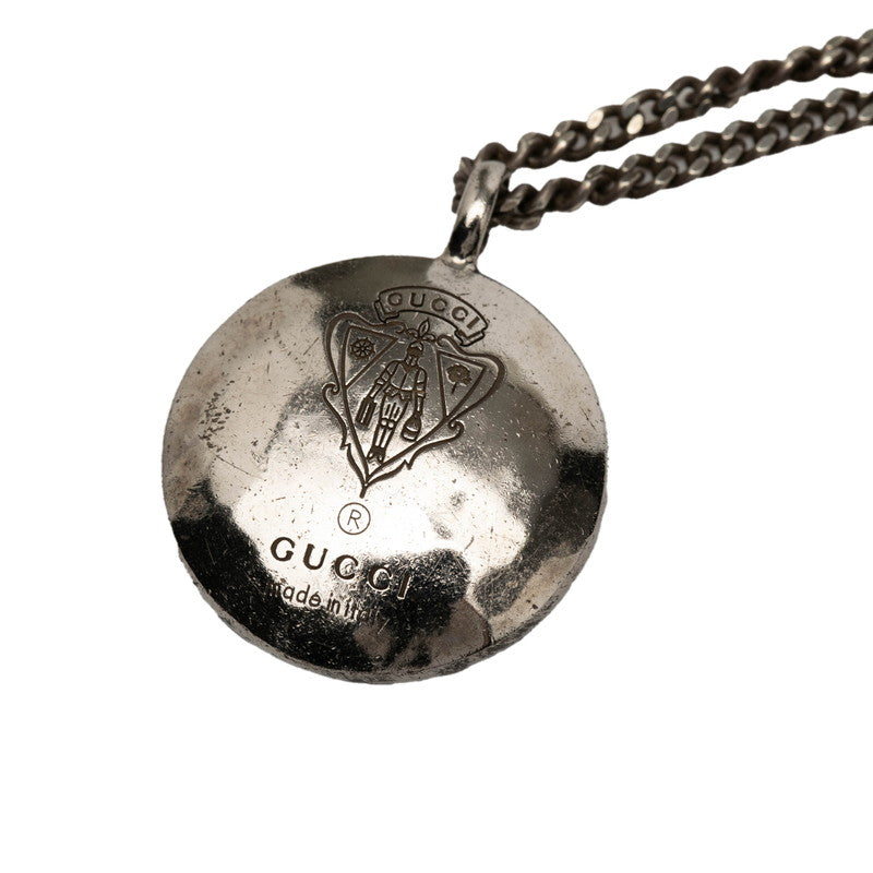 グッチ クレスト ラウンド コイン チェーン ペンダント ネックレス SV925 シルバー レディース GUCCI 【中古】
