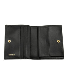 プラダ 三角ロゴプレート リップスティック プリント 二つ折り財布 ブラック サフィアーノレザー レディース PRADA 【中古】