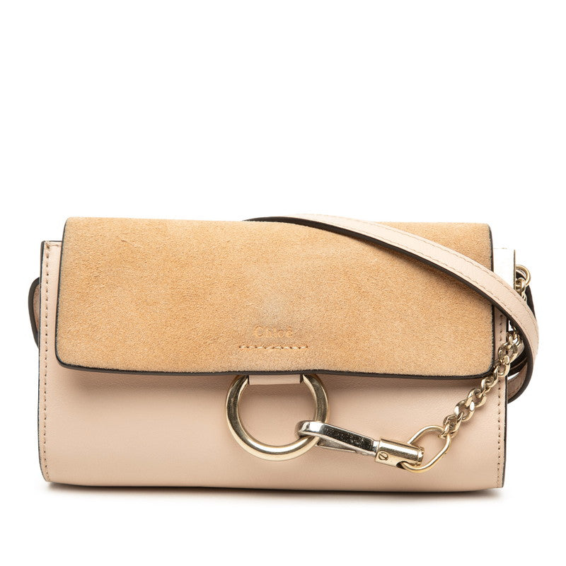 クロエ フェイ スモール 斜め掛け ショルダーバッグ ピンク レザー スウェード レディース Chloe 【中古】