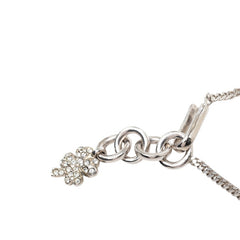 シャネル クローバー モチーフ チェーン ネックレス シルバー メタル ラインストーン レディース CHANEL 【中古】