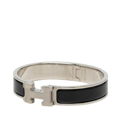 エルメス クリックH PM ブレスレット バングル シルバー ブラック メタル エナメル レディース HERMES 【中古】