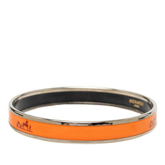 エルメス エマイユPM カレーシュ バングル シルバー オレンジ メタル エナメル レディース HERMES 中古