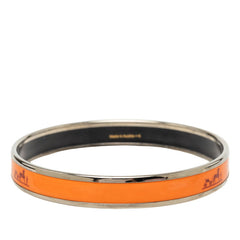 エルメス エマイユPM カレーシュ バングル シルバー オレンジ メタル エナメル レディース HERMES 中古