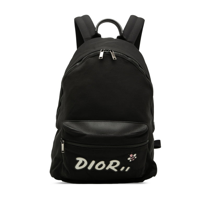ディオール Dior HOMME × KAWS BEE 蜂 ロゴ リュック バックパック ブラック キャンバス レザー レディース Dior 【中古】