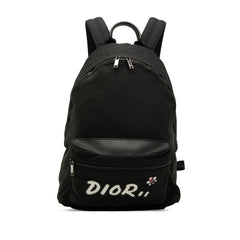 ディオール Dior HOMME × KAWS BEE 蜂 ロゴ リュック バックパック ブラック キャンバス レザー レディース Dior 【中古】