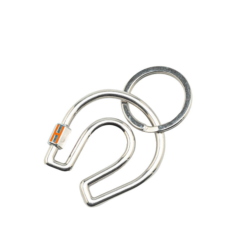 エルメス Hロゴ フェラ ア シュバル ホースシュー 馬蹄 モチーフ キーリング キーホルダー シルバー オレンジ メタル メンズ HERMES 【中古】