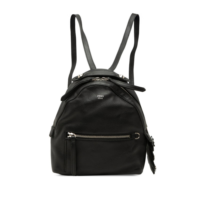 フェンディ バイザウェイ フラワー ビジュー リュック バックパック 8BZ038 ブラック レザー レディース FENDI 【中古】