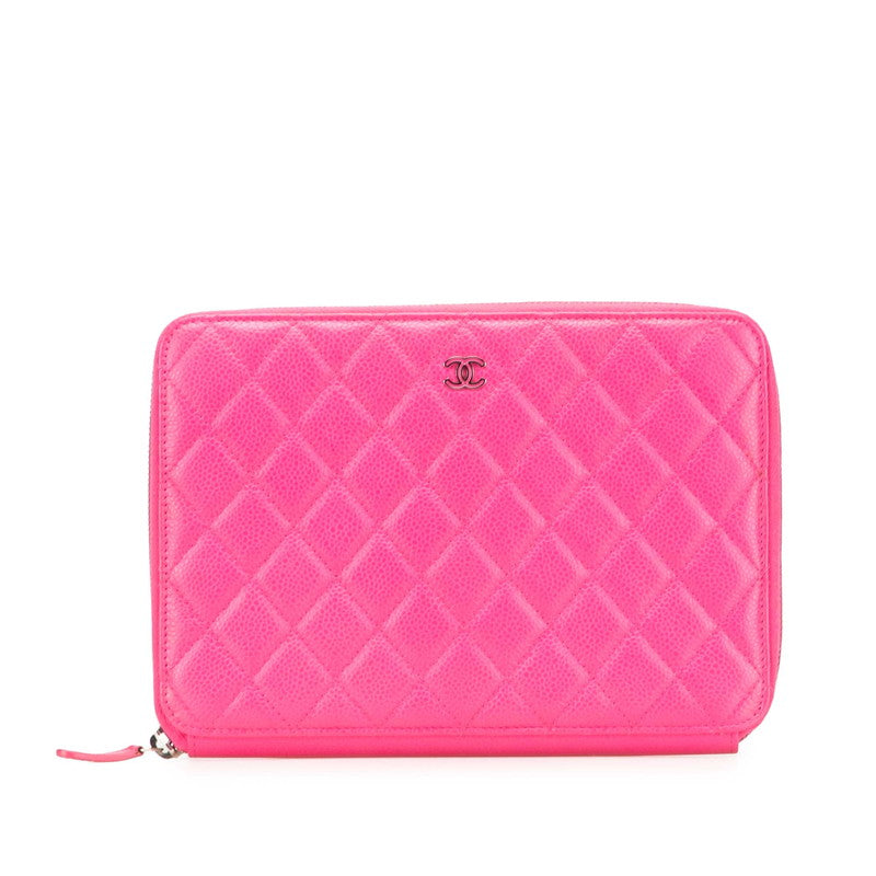 シャネル マトラッセ ココマーク クラッチバッグ ウォレットバッグ ピンク キャビアスキン レディース CHANEL 【中古】