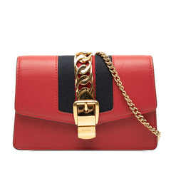 グッチ シルヴィ ミニ チェーン ショルダーバッグ 494646 レッド マルチカラー レザー レディース GUCCI 【中古】