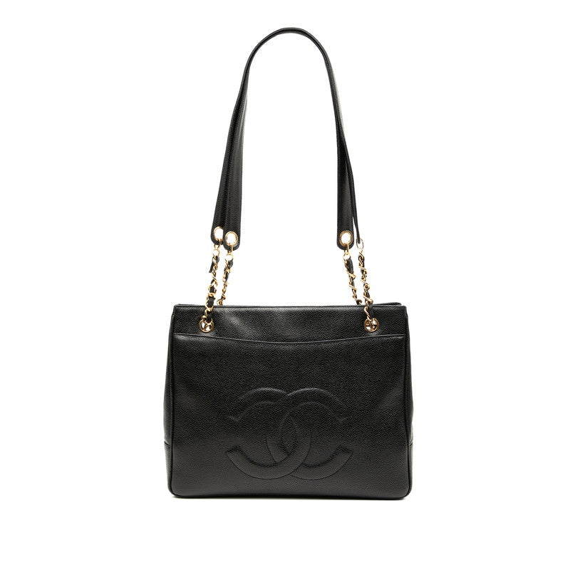 シャネル ココマーク トートバッグ ブラック キャビアスキン レディース CHANEL 【中古】