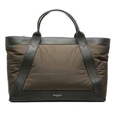 バレンシアガ ネイビーカバス M トートバッグ ハンドバッグ 363419 カーキグリーン ナイロン レザー レディース BALENCIAGA 中古