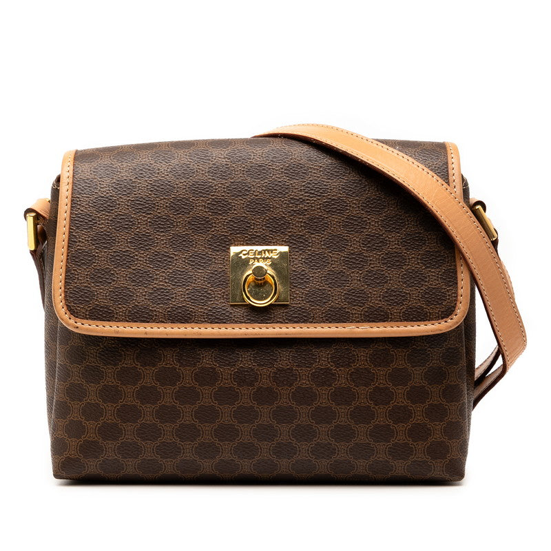 セリーヌ マカダム ショルダーバッグ ブラウン PVC レザー レディース CELINE 【中古】