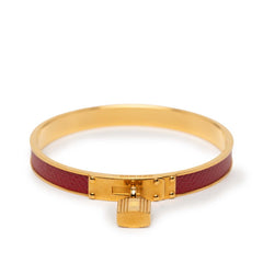 エルメス ケリーバングル カデナ モチーフ バングル ゴールド レッド メッキ レザー レディース HERMES 【中古】
