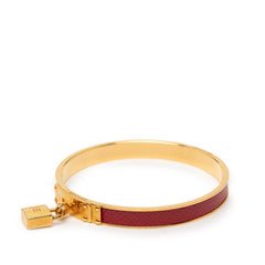 エルメス ケリーバングル カデナ モチーフ バングル ゴールド レッド メッキ レザー レディース HERMES 【中古】