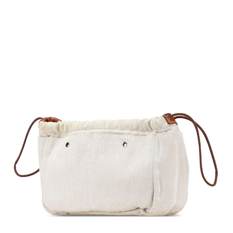 エルメス フールビ25 バッグインバッグ ポーチ ナチュラル ブラウン トワルシェブロン レザー レディース HERMES 【中古】