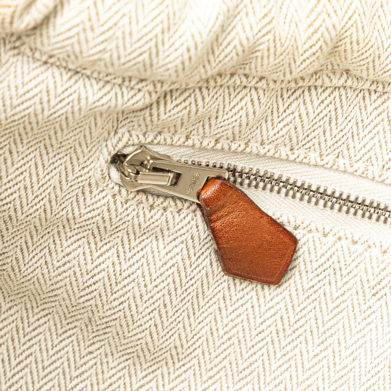 エルメス フールビ25 バッグインバッグ ポーチ ナチュラル ブラウン トワルシェブロン レザー レディース HERMES 【中古】