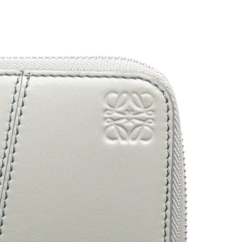 ロエベ アナグラム パズル ラウンドファスナー 長財布 グレー レザー レディース LOEWE 【中古】