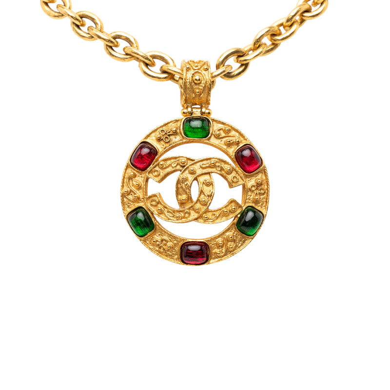 シャネル ココマーク グリポア ヴィンテージ ネックレス ゴールド マルチカラー メッキ ガラス レディース CHANEL 【中古】