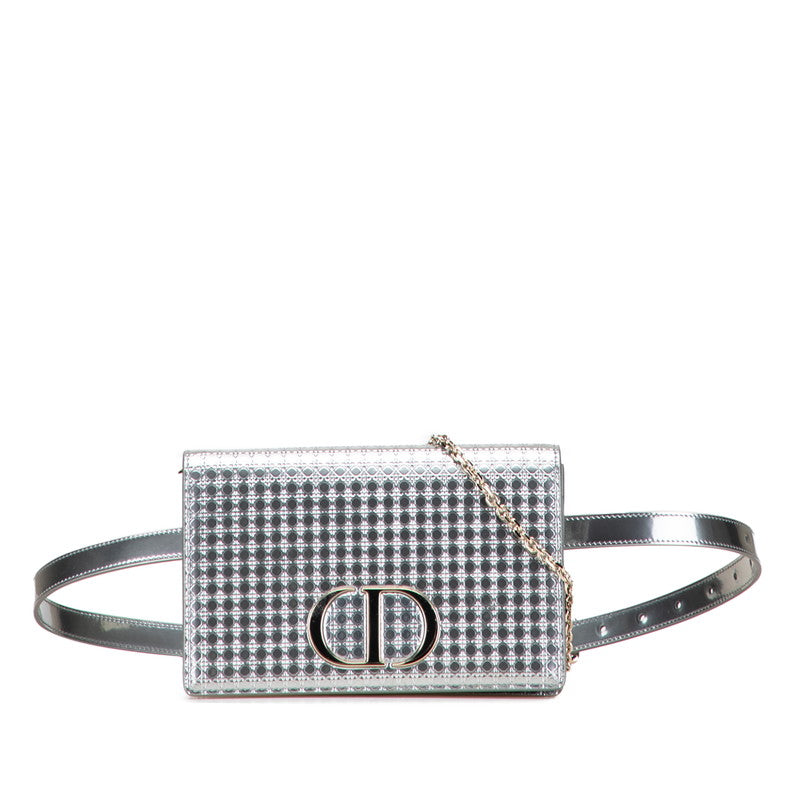 ディオール 30モンテーニュ CDロゴ チェーンショルダーバッグ ウエストポーチ 2WAY シルバー レザー レディース Dior 【中古】