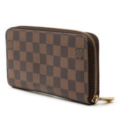 ルイ ヴィトン ダミエ ジッピーウォレット 長財布 N41661 ブラウン PVC レディース LOUIS VUITTON 【中古】