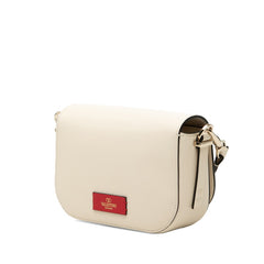 ヴァレンティノ ガラヴァーニ Vロゴ ウォーク 斜め掛け ショルダーバッグ アイボリー レザー レディース VALENTINO 【中古】