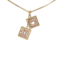 シャネル ココマーク No.5 プレート チェーン ネックレス ペンダント 02P ゴールド メッキ ラインストーン レディース CHANEL 中古
