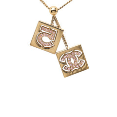 シャネル ココマーク No.5 プレート チェーン ネックレス ペンダント 02P ゴールド メッキ ラインストーン レディース CHANEL 中古