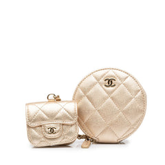 シャネル ココマーク マトラッセ 2024 イヤーズギフト コインケース AirPodsケース ゴールド レザー レディース CHANEL 中古